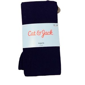 NWT Cat & Jack Navy Tights Footed Size 12/14